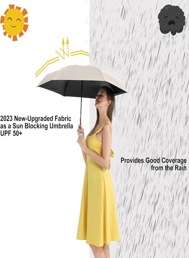 Alexvyan Beige Mini Umbrella with Case (Manual Open) Compact Travelling Umbrella, Polyester & UV Protection Fabric for Summer/Anti-Slip Handle- Use in Rain & Summer- 6 Frame for Men & Women - Image 5
